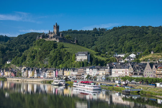 View over Cochem, Moselle Valley, Rhineland-Palatinate, Germany