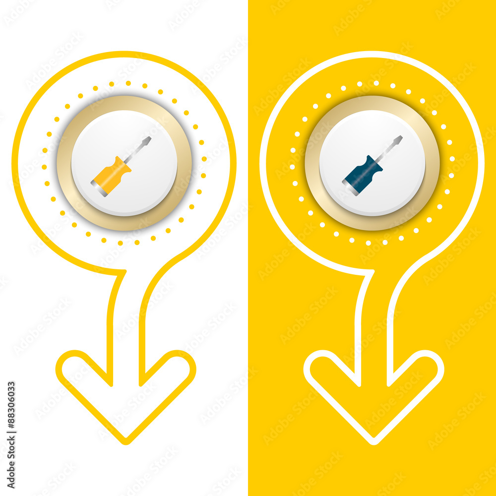 Poster simple flat abstract arrow and screwdriver