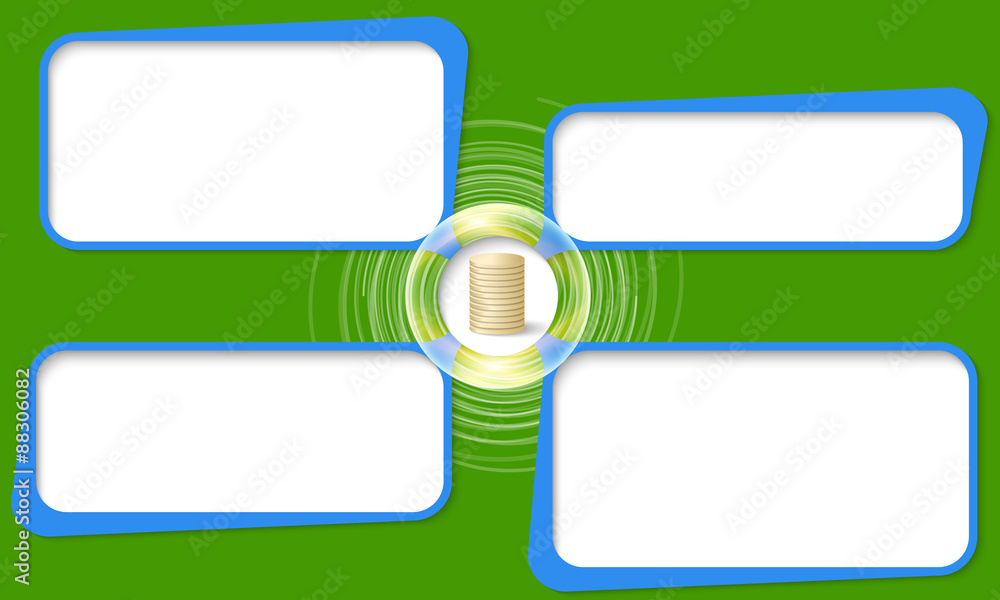 Poster Four connected frames for your text and coin
