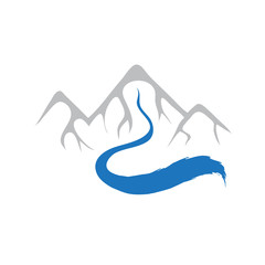 Mountain and river, vector logo