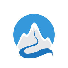 Mountain and river, vector logo