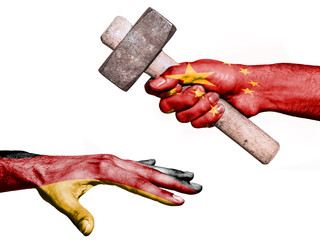 China hitting Germany with a heavy hammer