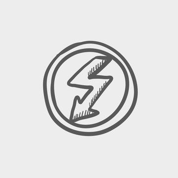 Bubble With Lightning Arrow Sketch Icon