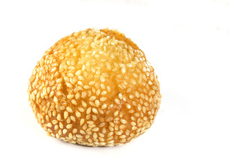 fried Chinese bun, Fried Chinese dumpling bun with white sesame sprinkle