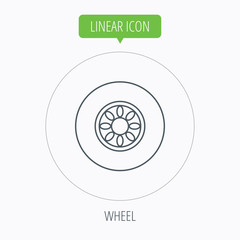 Car wheel icon. Automobile service sign.