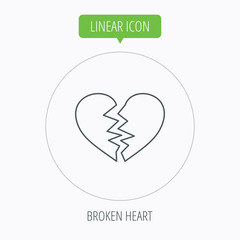 Broken heart icon. Divorce sign.