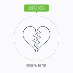 Broken heart icon. Divorce sign.