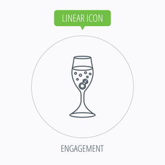 Glass with ring icon. Engagement symbol.