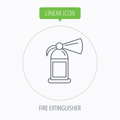 Fire extinguisher icon. Flame protection sign.