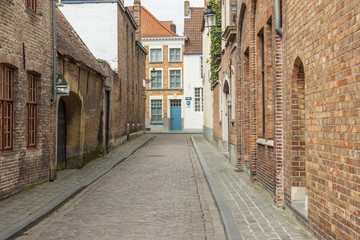 Fototapeta na wymiar Narrow street old town of Brugge - Belgium.
