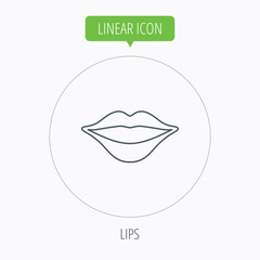 Lips icon. Smiling mouth sign.