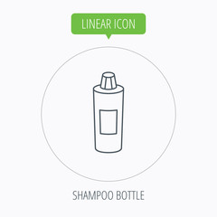 Shampoo bottle icon. Liquid soap sign.