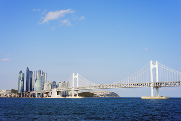 City skyline and Gwangang bridge, Busan, South Korea