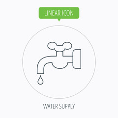 Water supply icon. Crane with drop sign.
