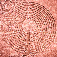 Labyrinth carved on stone - concept image - obrazy, fototapety, plakaty