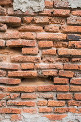 Old red brick wall in the wall of old building.