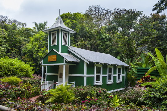 Tiny Ierusalema Hou Church, Halawa Bay on the island of Molokai, Hawaii