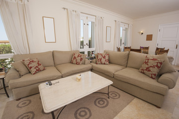 Living area interior of a luxury villa