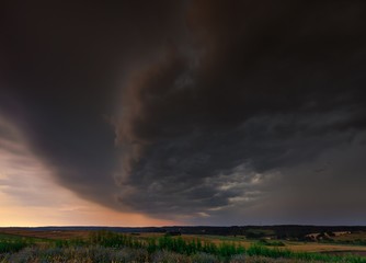 Storm clouds over wheat field.