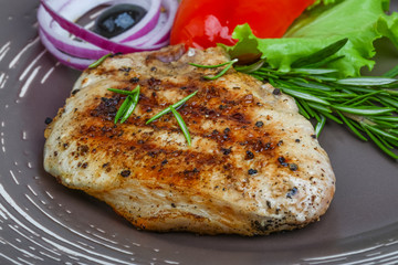 Grilled pork steak