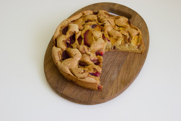 Pie of peaches and plums