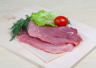 Raw pork schnitzel