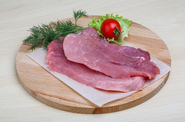 Raw pork schnitzel