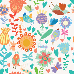  Floral cute seamless pattern.