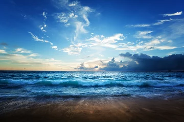 Photo sur Plexiglas Plage et mer seychelles beach in sunset time
