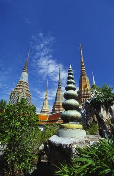 Stupas at the Temple of the Reclining Buddha, Bangkok