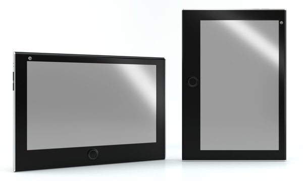 Tablet mockup on white background. Front view.