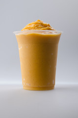mango yogurt, milk shake isolated on white