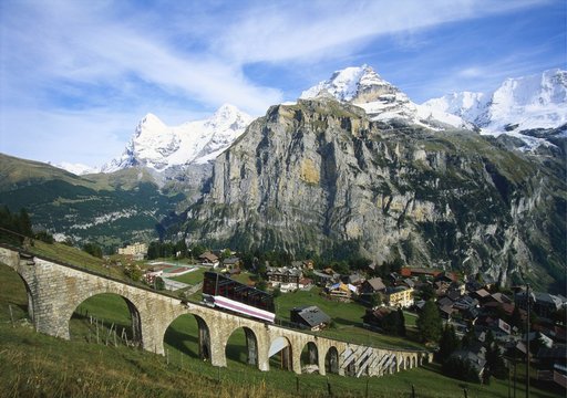 Mt Eiger, Mt Jungfrau and Mt Monch, Murren, Bernese Oberland