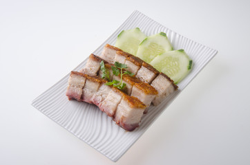 pork. BBQ Pork and Crispy Pork with Rice.