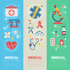 Medical banners templates in trendy flat style