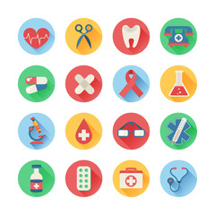 Medical icons in trendy flat style