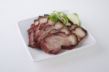 pork. BBQ Pork and Crispy Pork with Rice.