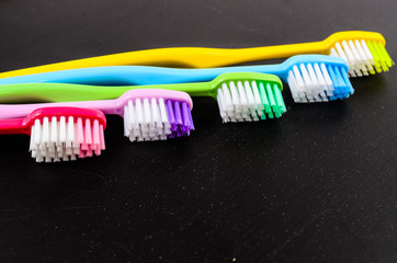 Set of colorful toothbrushs