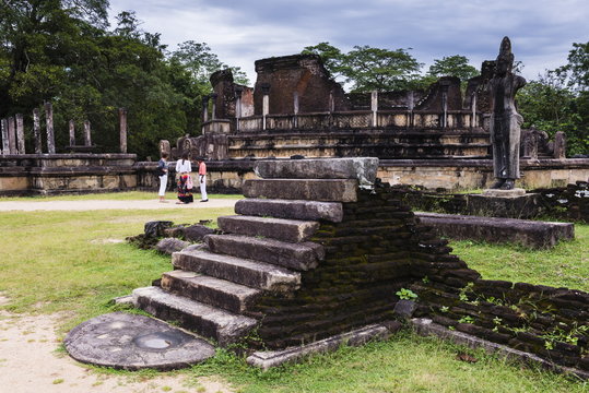 Bodhisattva Shrine and Vatadage (Circular Relic House) in Polonnaruwa Quadrangle, Sri Lanka