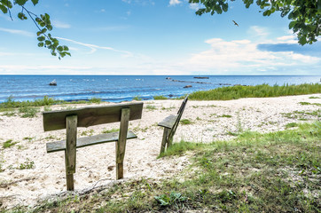 Fototapeta na wymiar Coastal landscape, sandy beach of the Baltic Sea, Kaltene, Latvia