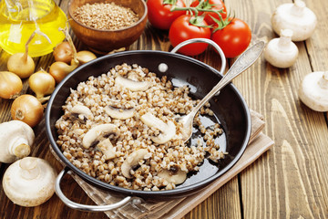 Buckwheat porridge with mushrooms