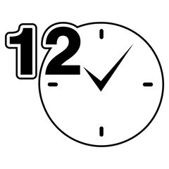 12 hours sign black clock