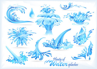 Blue Water Splash Icons - obrazy, fototapety, plakaty