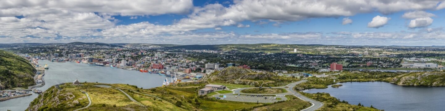 Panoramic view of St. Johns Harbour and downtown area, St. John's, Newfoundland, Canada