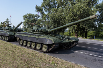 Military tank M-84 on road