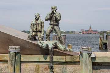 Fototapeta na wymiar American Merchant Mariners' Memorial Battery Park Harbour Manhattan New York City