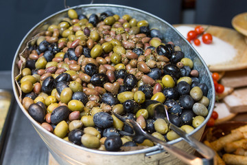 Heap of black and green Olive