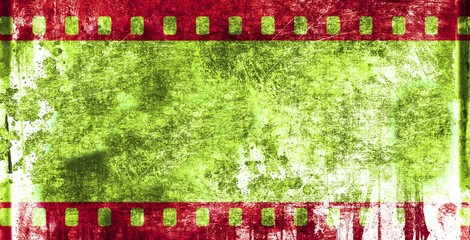 Grunge red and green film frame