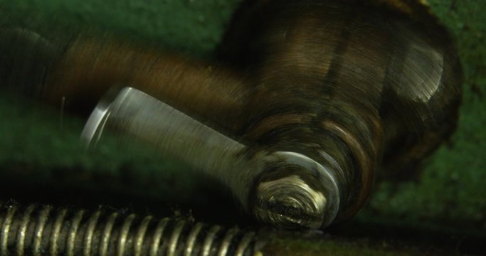 Working Vintage green overlock sewing machine.