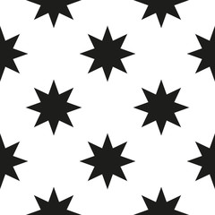 Monochrome geometric seamless pattern with Christmas stars